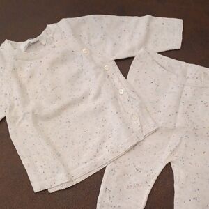 Bonpoint Baby Sweater And Pants Set Speckled White 6m